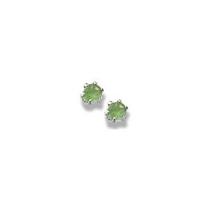 14K  White Gold Child's Genuine Emerald Birthstone Stud Earrings
