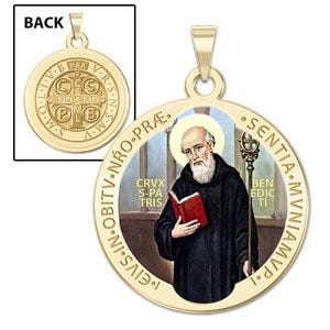Saint Benedict Round Religious Medal  "Color EXCLUSIVE"
