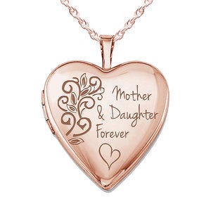 Rose Gold Plated Mother & Daughter Forever Heart Photo Locket