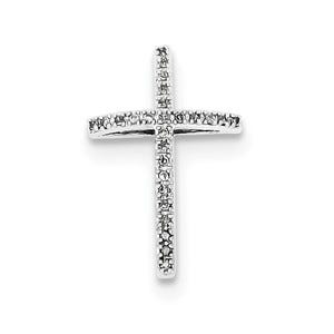Sterling Silver Rhodium-plated Diamond Cross Pendant