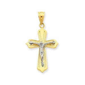 14K Two-tone Crucifix Pendant