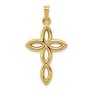 14k Polished Cut-out Passion Cross Pendant