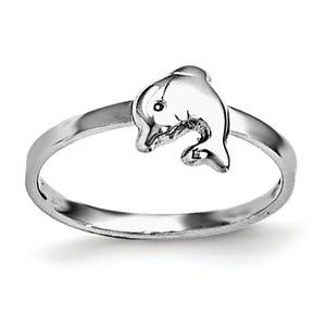 Sterling Silver Plated Children's Polished Dolphin Ring