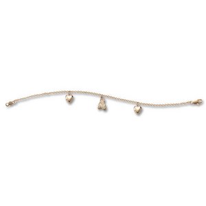 14K Yellow Gold Children's Charm Bracelets with 3 Charms