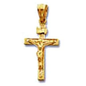14k Yellow Gold INRI Crucifix Pendant