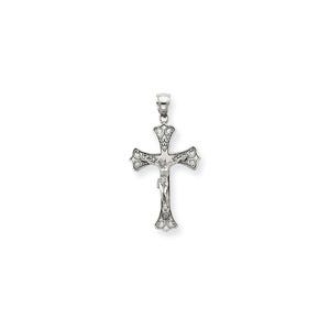 14K White Gold Crucifix Pendant