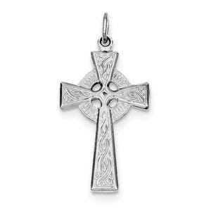 Sterling Silver Rhodium-plated Celtic Cross Pendant