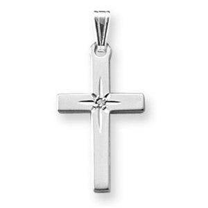 Sterling Silver Children's Cross with Genuine Diamond