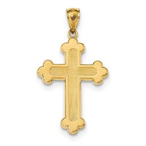 14k Satin & Polished Budded Cross Pendant