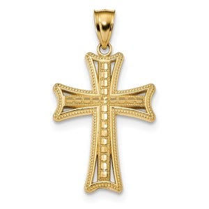 14k Diamond-cut Cross Pendant