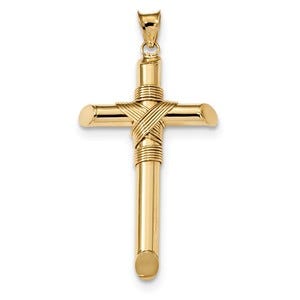 14k Polished Tube Cross Pendant