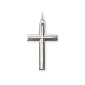 14K White Gold Laser Designed Cross Pendant