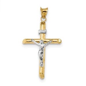 14k Two-Tone Polished Jesus Crucifix Pendant