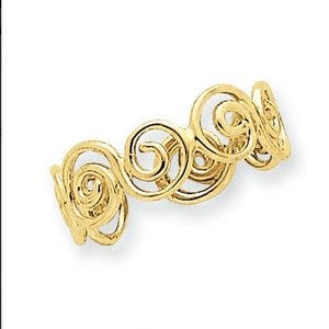 14k Yellow Gold Scroll Toe Ring