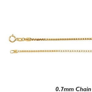 14K Yellow Gold  0.7mm Box Chain