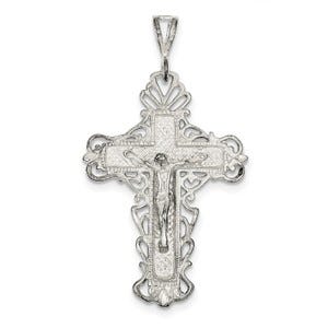 Sterling Silver Diamond-Cut Crucifix Pendant
