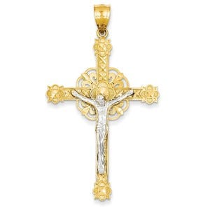 14k Two-tone Celtic Crucifix Pendant
