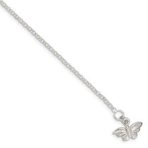 Sterling Silver Butterfly Charm w/ 1 Inch ext.