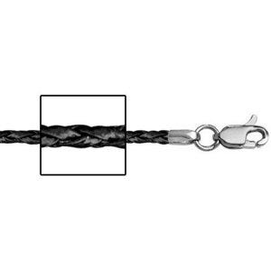 Sterling Silver 1.5mm Thick Black Genuine Leather Chain