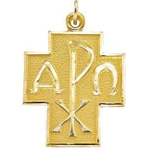14K Yellow Gold ALPHA & OMEGA CROSS