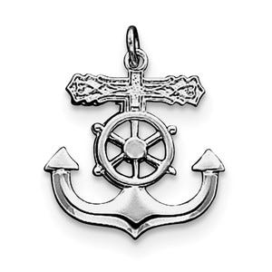 Sterling Silver Rhodium-plated Mariner Cross Pendant