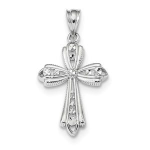 14k White Gold Polished D/C Fancy Cross Pendant