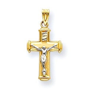 14k Two-tone INRI Crucifix Pendant