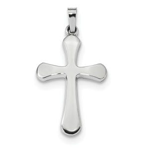 14k White Gold Polished Rounded Cross Pendant