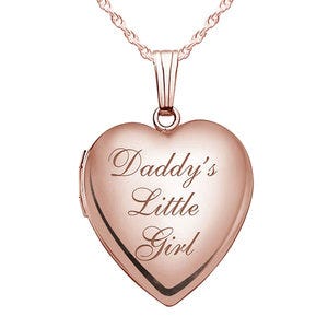 Solid 14K Rose Gold Daddy's Little Girl Heart Locket