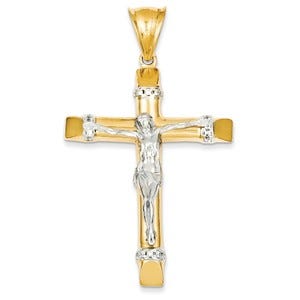 14k Two-tone CZ Crucifix Pendant