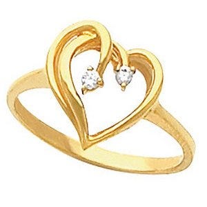 Solid Gold Diamond Heart Shaped Promise Ring