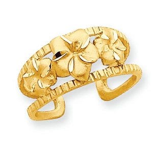 14k Yellow Gold Plumeria Toe Ring