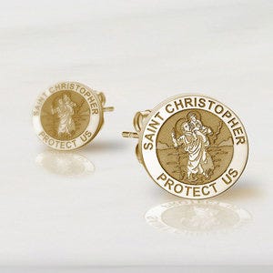 Pair of Saint Christopher Earrings "Protect Us"
