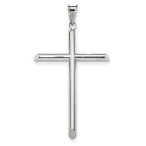 14k White Gold Polished Tube Cross Pendant