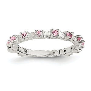 Sterling Silver Pink and White CZ Children's Ring