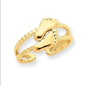 14k Yellow Gold Feet Toe Ring