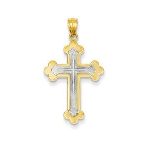 14k Two-tone Budded Cross Pendant