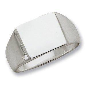 Sterling Silver Men's Square Solid Back Signet Ring