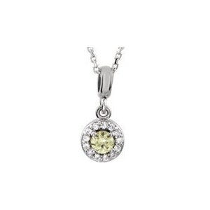Round Halo-Style Yellow and White Sapphire Pendant