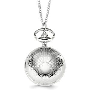 Charles Hubert Women's Chrome Tone Floral Scroll Design Necklace Watch