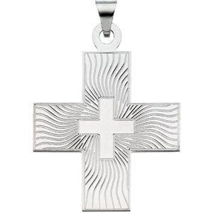 14K White Gold GREEK CROSS PENDANT