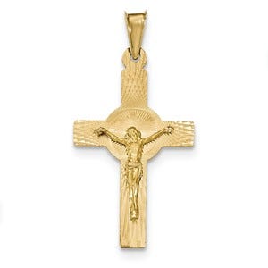 14k Polished Satin and D/C Crucifix Pendant