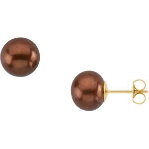 Freshwater Dyed Chocolate Cultured Pearl Earrings