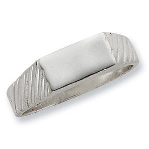 Sterling Silver Men's Rectangle Solid Back Signet Ring