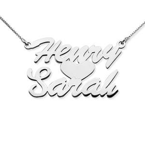 Stacked Script Name Necklace with Heart & Chain Included