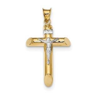 14k Two-Tone Polished Crucifix Pendant