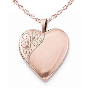 Rose Gold Plated Floral Heart Photo Locket