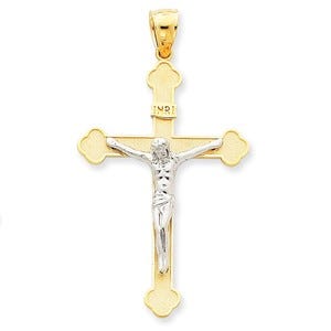 14k Two-tone INRI Crucifix Pendant
