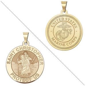 Saint Christopher Doubledside MARINES Religious Medal "EXCLUSIVE"
