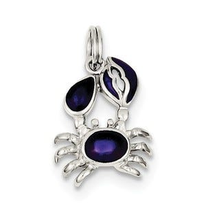 Sterling Silver Purple Enameled Crab Charm